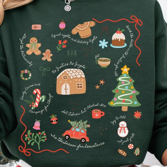 Doodle Christmas Liberal Values Political Protest Sweatshirt 141 - Picture 2 of 5